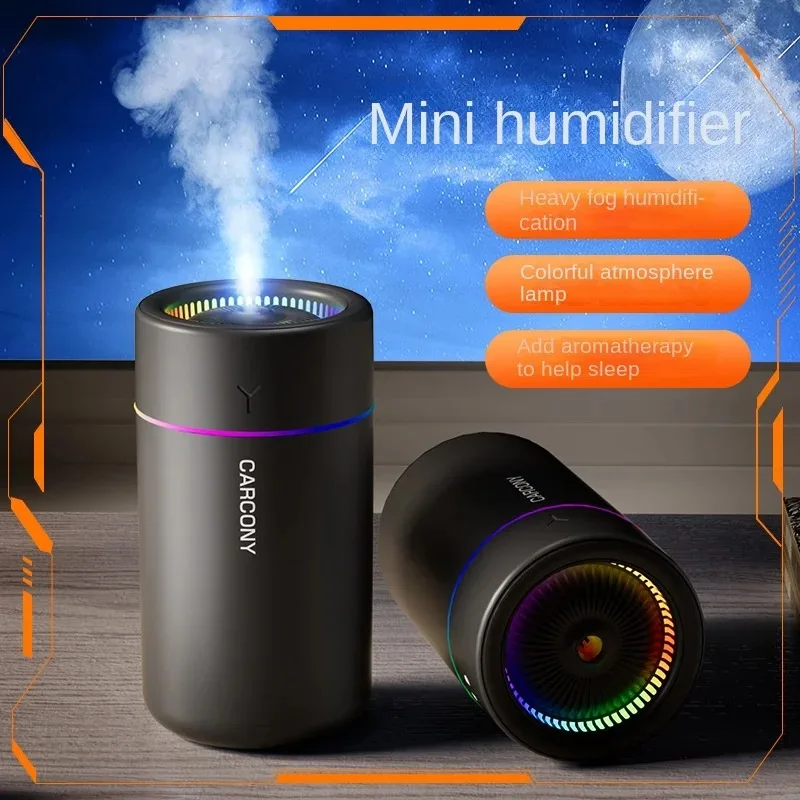 Mini humidificador de aire de 280ML, gran volumen de niebla, luz colorida, difusor de Aroma silencioso, aceites esenciales, aromaterapia para el hogar, coche y dormitorio