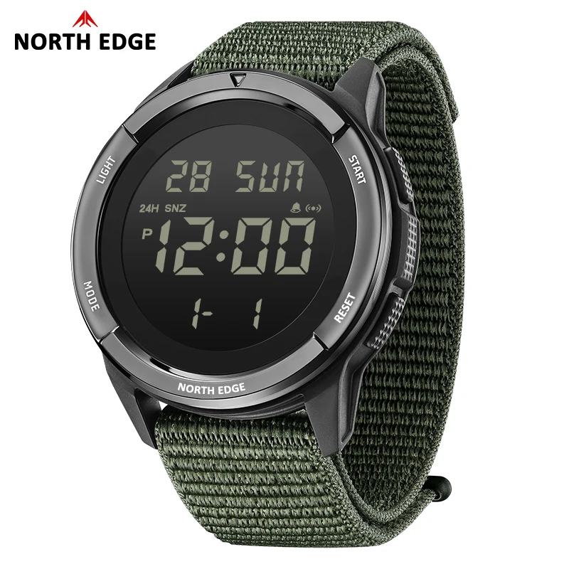 NORTH EDGE TERRAX Men's Digital Watch Sports Super Light Outdoor Watches Stopwatch Countdown Light Watch Men Waterproof 50M
