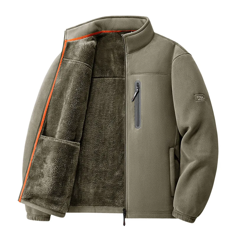 سترة صوفية خارجية للرجال للخريف والشتاء من الصوف القطبي السميك مع معطف كاجوال دافئ للموسم الجديد #6