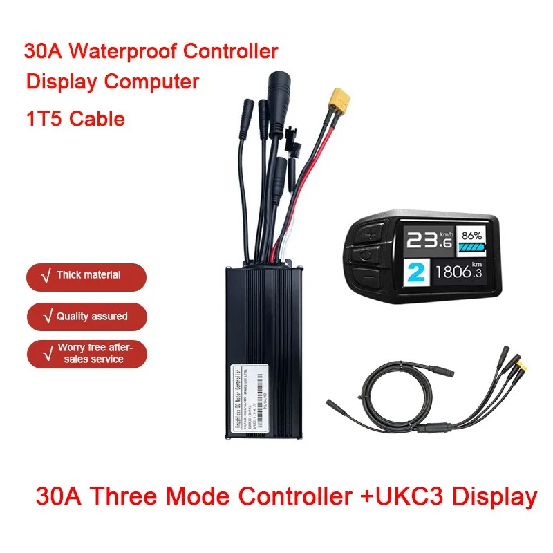 

Ebike Display UKC3 LCD Display Computer Battery Speed Display 30A Three Mode Controller Waterproof Plug Connector/1T5 Cable