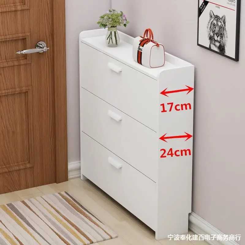 Shoe Cabinets Household Door Storage Ultra-Thin 17Cm Shoe Organizer Modern Simplicity Shoerack Large Space Solid Wood Shoe Rack