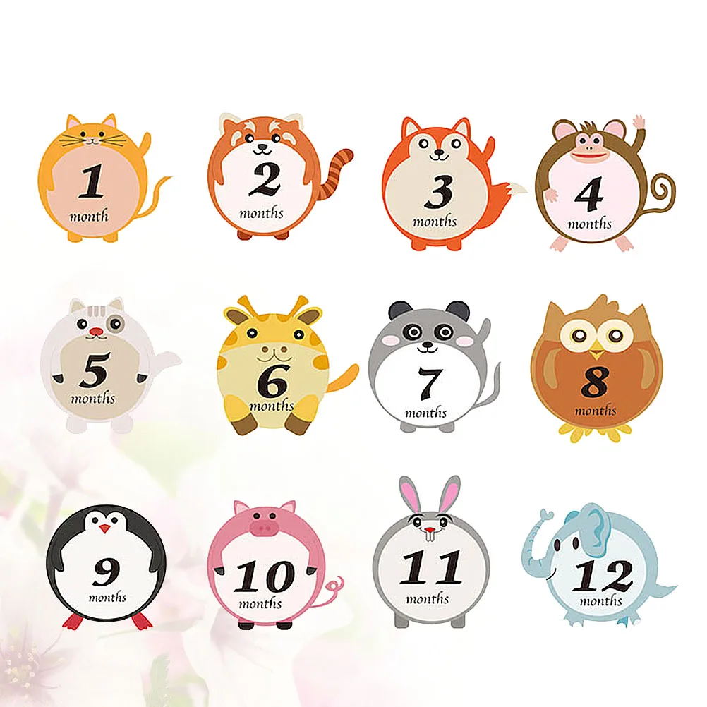 

12 Pcs Month Stickers Name Newborn Infant Decal Decals The Sign Girl