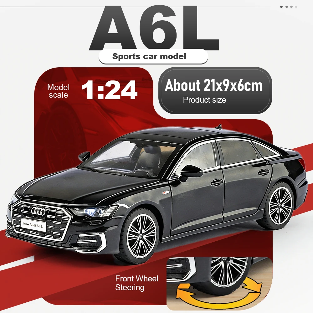 

1:24 A6L Panamera Cars Toy Models Alloy Diecast 6 Doors Opened Miniature Vehicle Shock Absorption Pull Back Interactive Toys