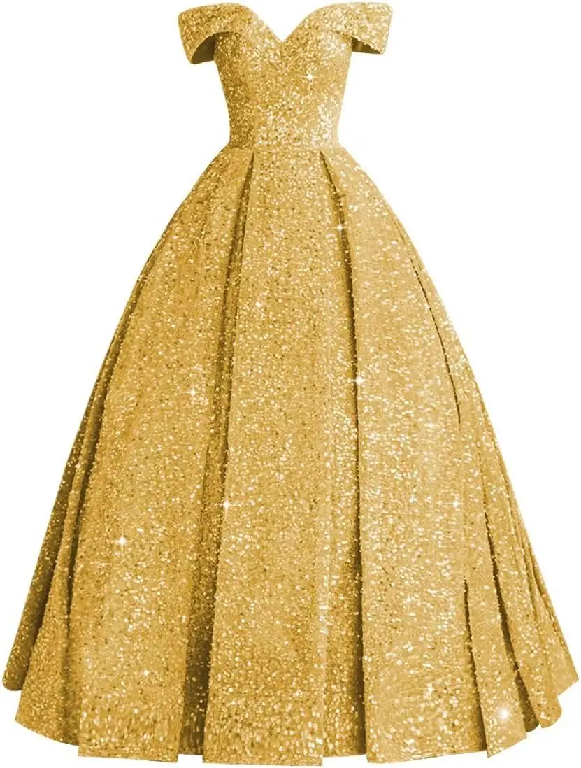 

Платья для выпускного вечера с открытыми плечами и блестками для подростков, бальное платье больших размеров, блестящие платья Quinceanera, вечерние платья