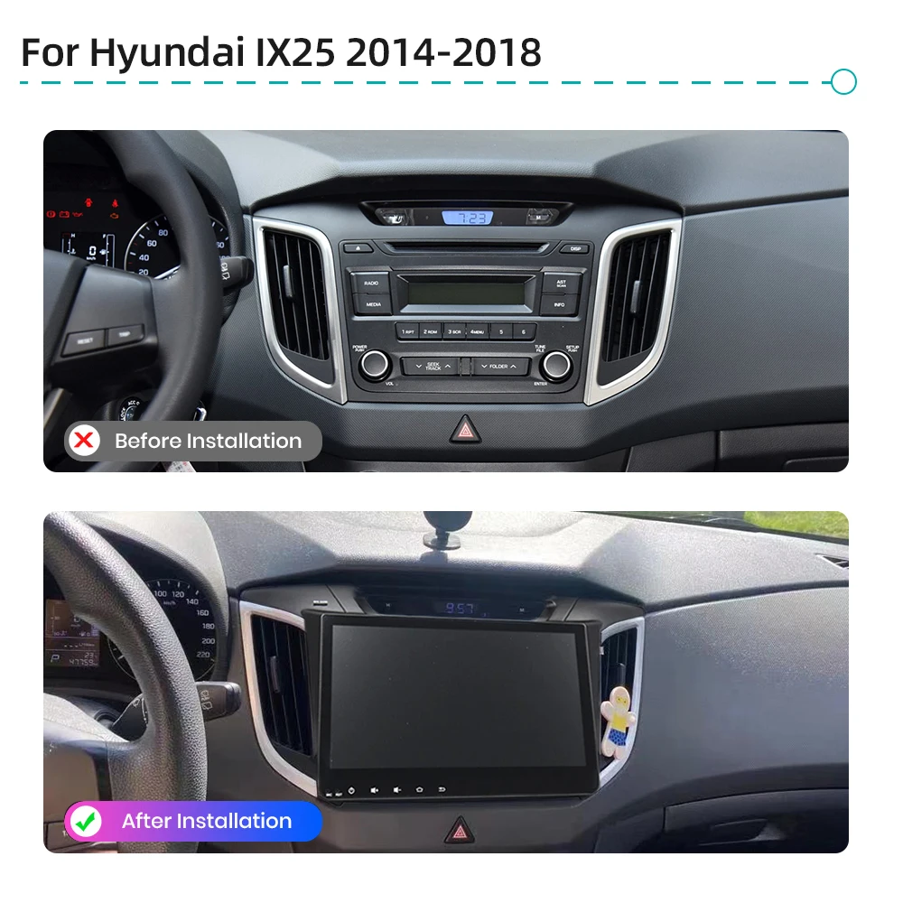 Car Multimedia Player GPS Navigation 4G WiFi Bluetooth CarPlay Auto Android 13 RDS Stereo Car Radio For Hyundai IX25 2014-2018