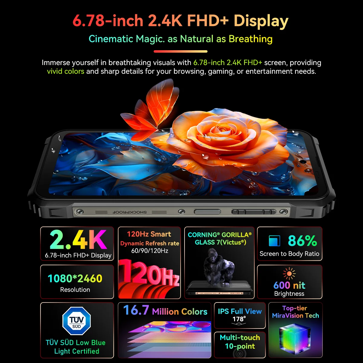 Imagem -04 - Estreia Mundial Blackview Bl9000 5g Smartphone Robusto 678 42.4k Tela 24gb 512gb Celular 50mp 8800mah com Carga de 120w