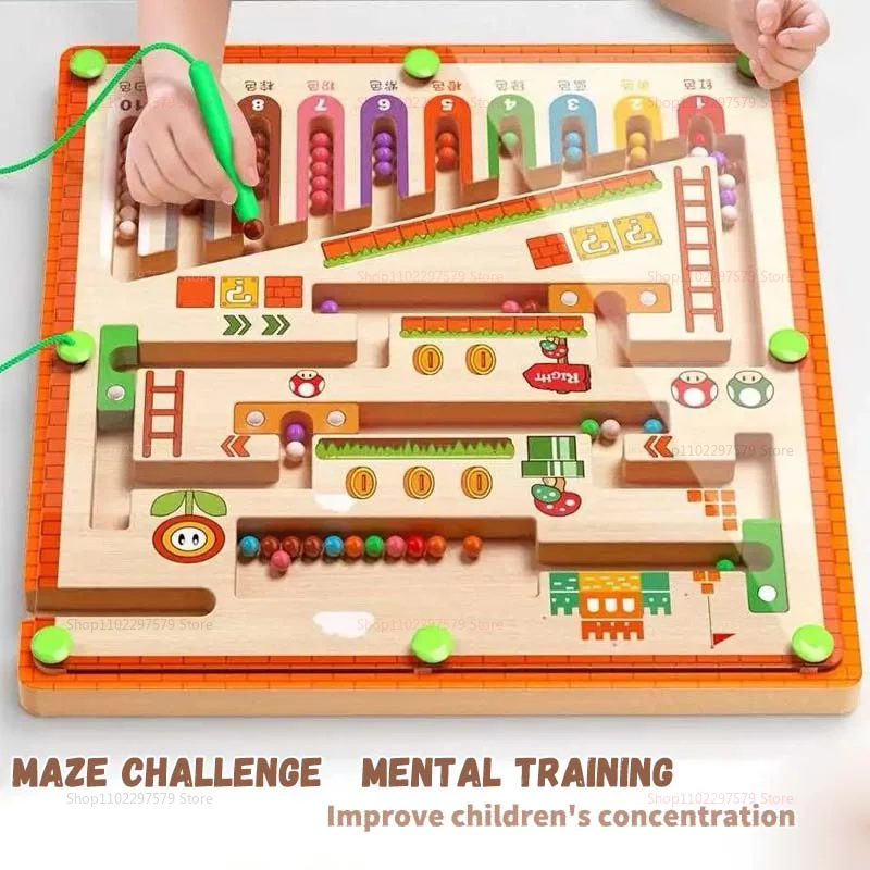 Montessori Children Toys Magnetic Digital Bead Maze Toy Number Color Classification Counting Recognition Operation Puzzle Games