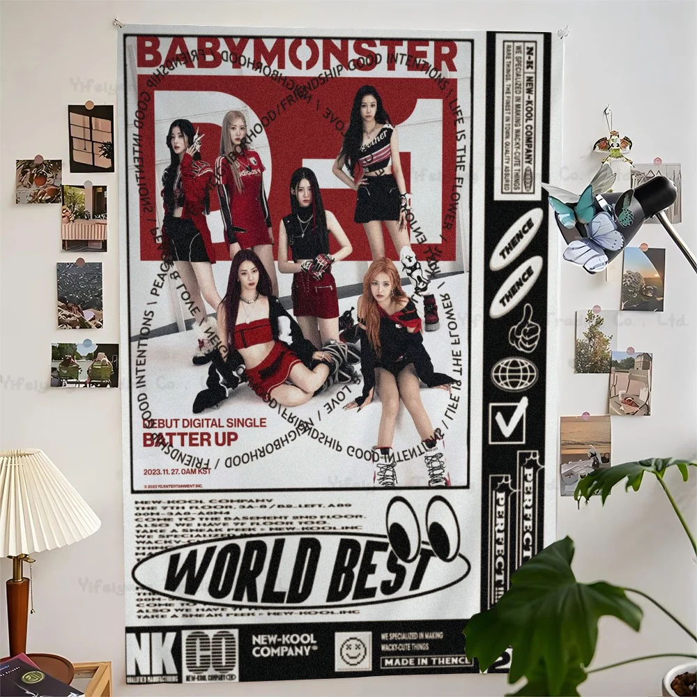 

Kpop B-babymonster Chart Tapestry Bohemian Wall Tapestries Mandala Wall Art Decor