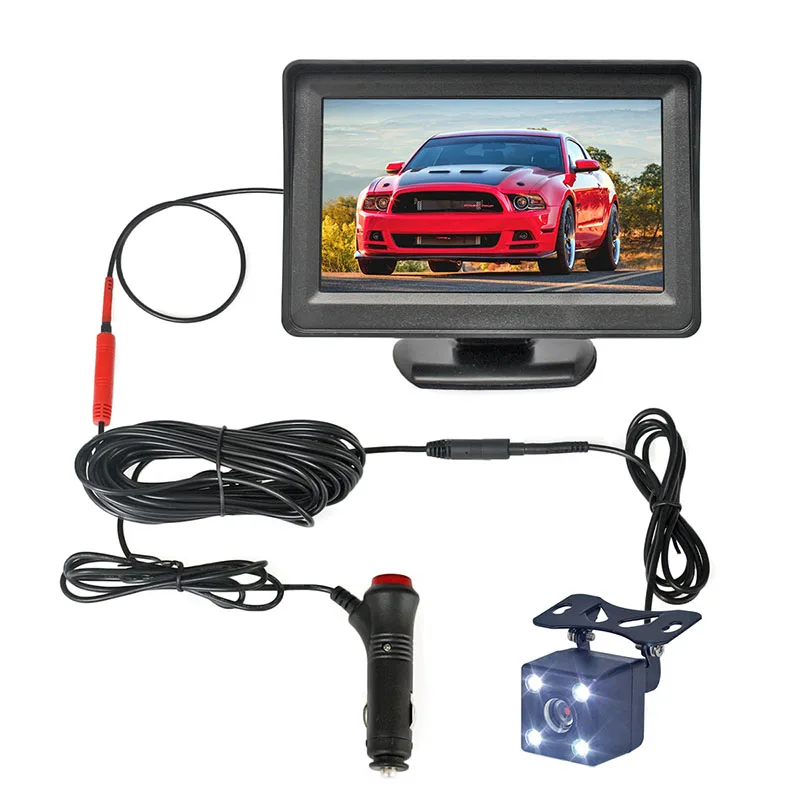 

DIYSECUR 4.3inch Car Monitor Vehicle Rear View Reverse Backup Car LED Camera Video Parking System Car Charger Easy Installation