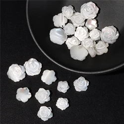 8/10/12mm Carved Camelia Flower Beads Natural Mother of Pearl Charm Bead For Earrings Bracelet Neckalce Jewelry DIY 2pcs/lot