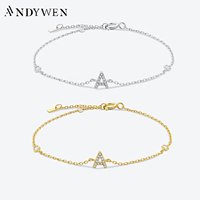 ANDYWEN 925 Sterling Silver Initial 26 Letters Alphabet Monogram Gold Name Bracelet Crystal CZ Zircon 2021 Fashionable Jewelry
