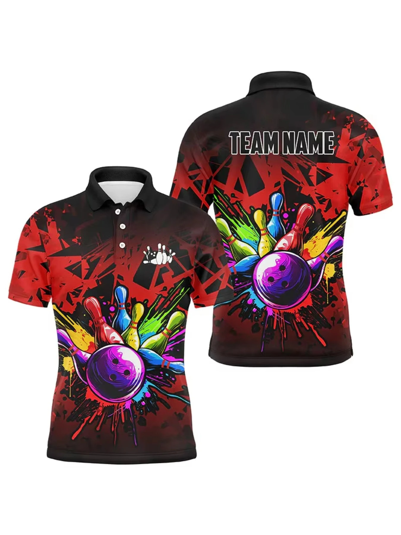 Fashion Men's Sport Casual Polo Shirt Pattern Digital Print Customizable Bowling Short Sleeve Tee Tops Billiards Shirt Jersey