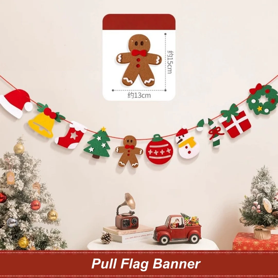 Merry Christmas Decoration Colorful Christmas Banner Christmas Pull Flag Easy Installation Light String Decoration For Party