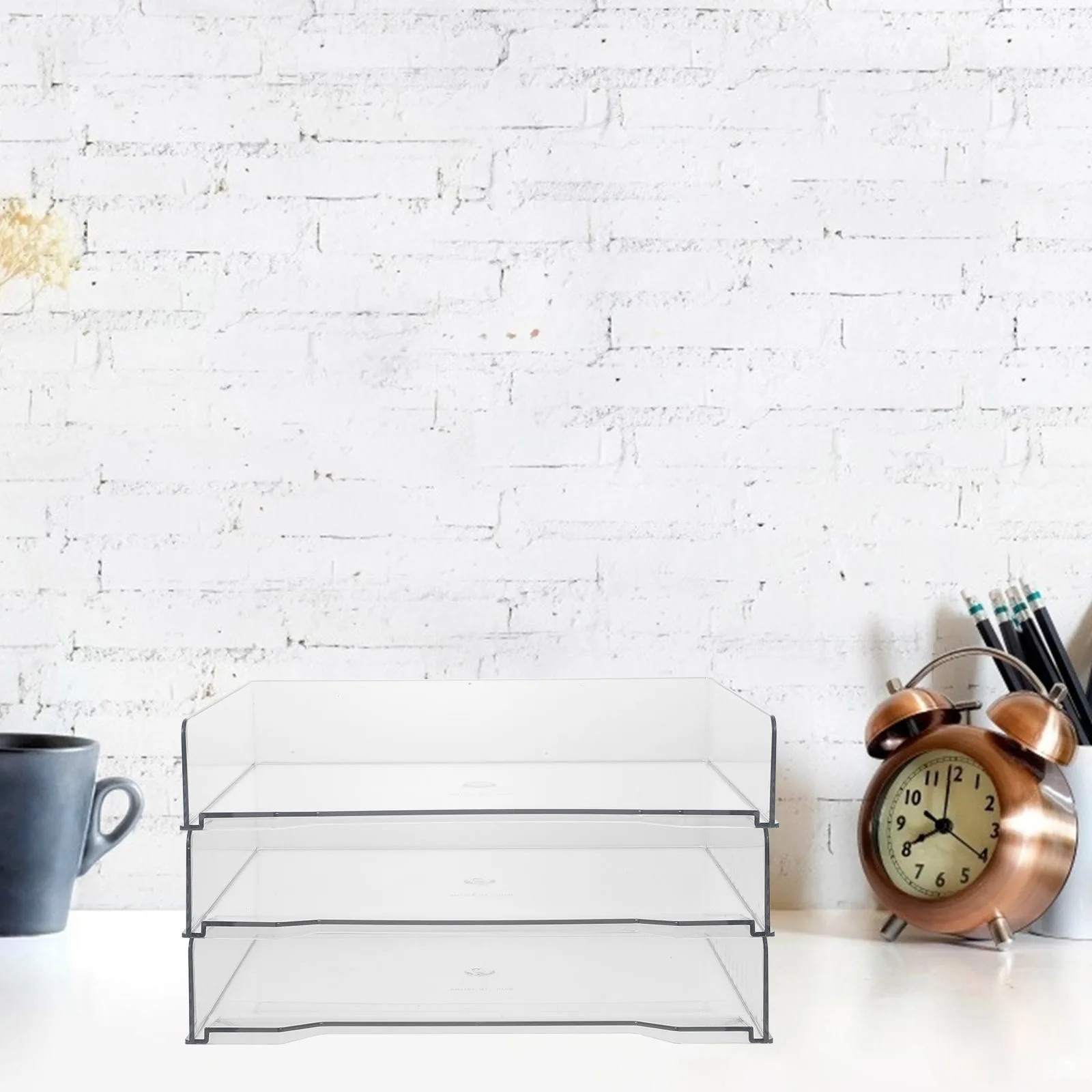 

3Pcs Document Storage Shelf Office Desktop Organizer Plastic File Holder Stationery Container Desk Organizers and Accessories