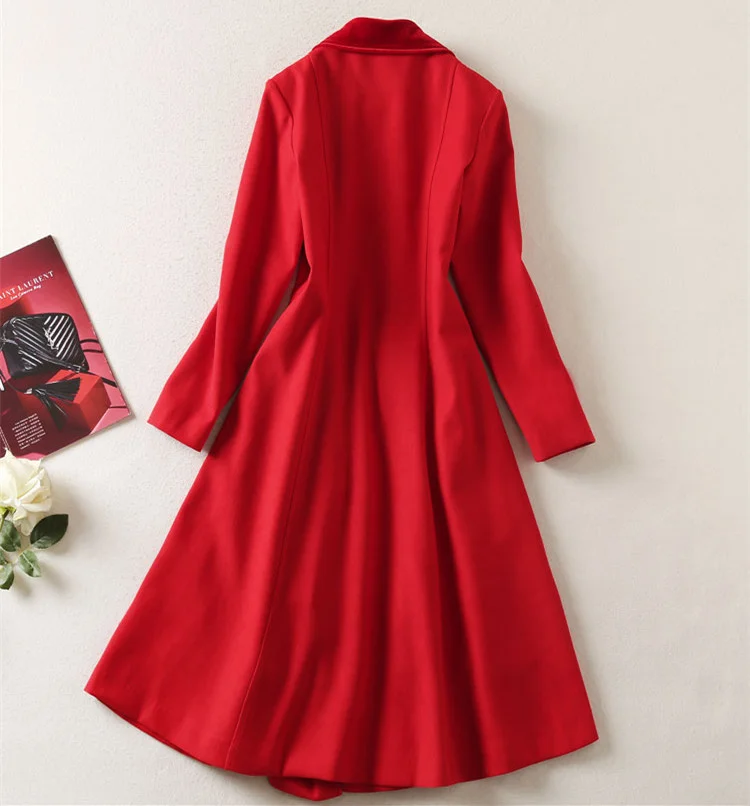 Kate Middleton Winter Coat Dress Women Long Sleeve Slim Fit Elegant Vintage Double Breasted Casual Formal Office Ladies Clothes view 3