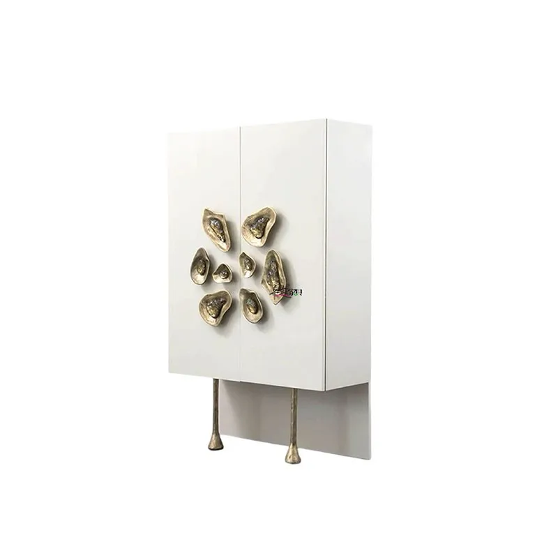 Italian solid wood wine cabinet luxury villa home design sense dining side cabinet creative light luxury high sense wall locker