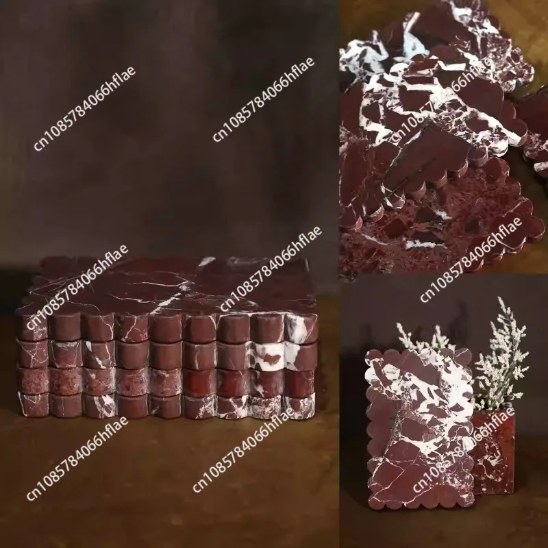 Light luxury Advanced Creativity Purple Red Natural Marble Tray Living Room Desktop Decoration ornaments Jewelry Storage Tray 2