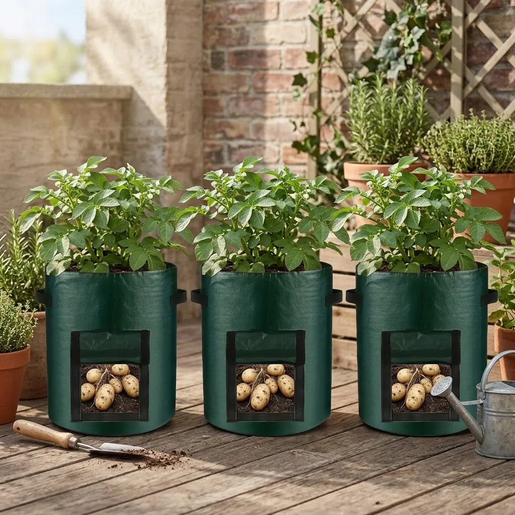 8-piece Potato Planting Bag Set (1 planting bag + 3 gardening tools + 5 labels) with flip cover, suitable for growing potatoes,