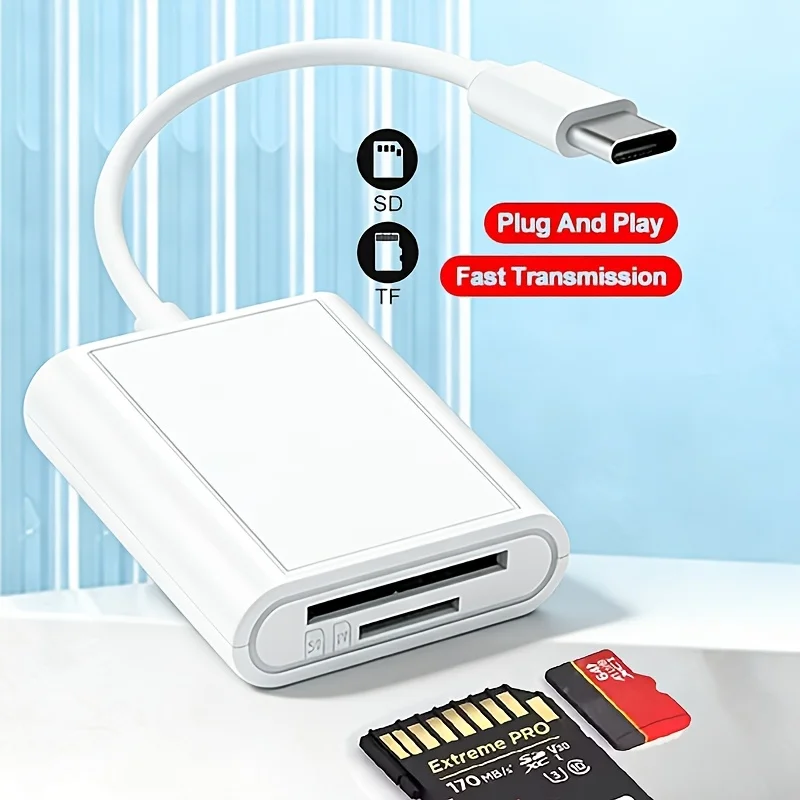 

USB-C кардридер для карт TF/SD, OTG-адаптер Type-C для iPad Pro, MacBook, телефонов Huawei, Samsung, Xiaomi