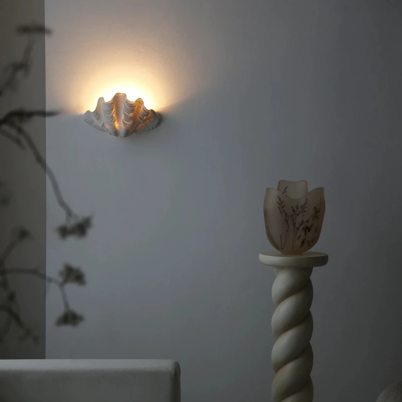 2026 New Model French Designer Wall Lamps Creative Shell Art Wall Mounted Decoration Parlour Hallway Study Atmosphere Background