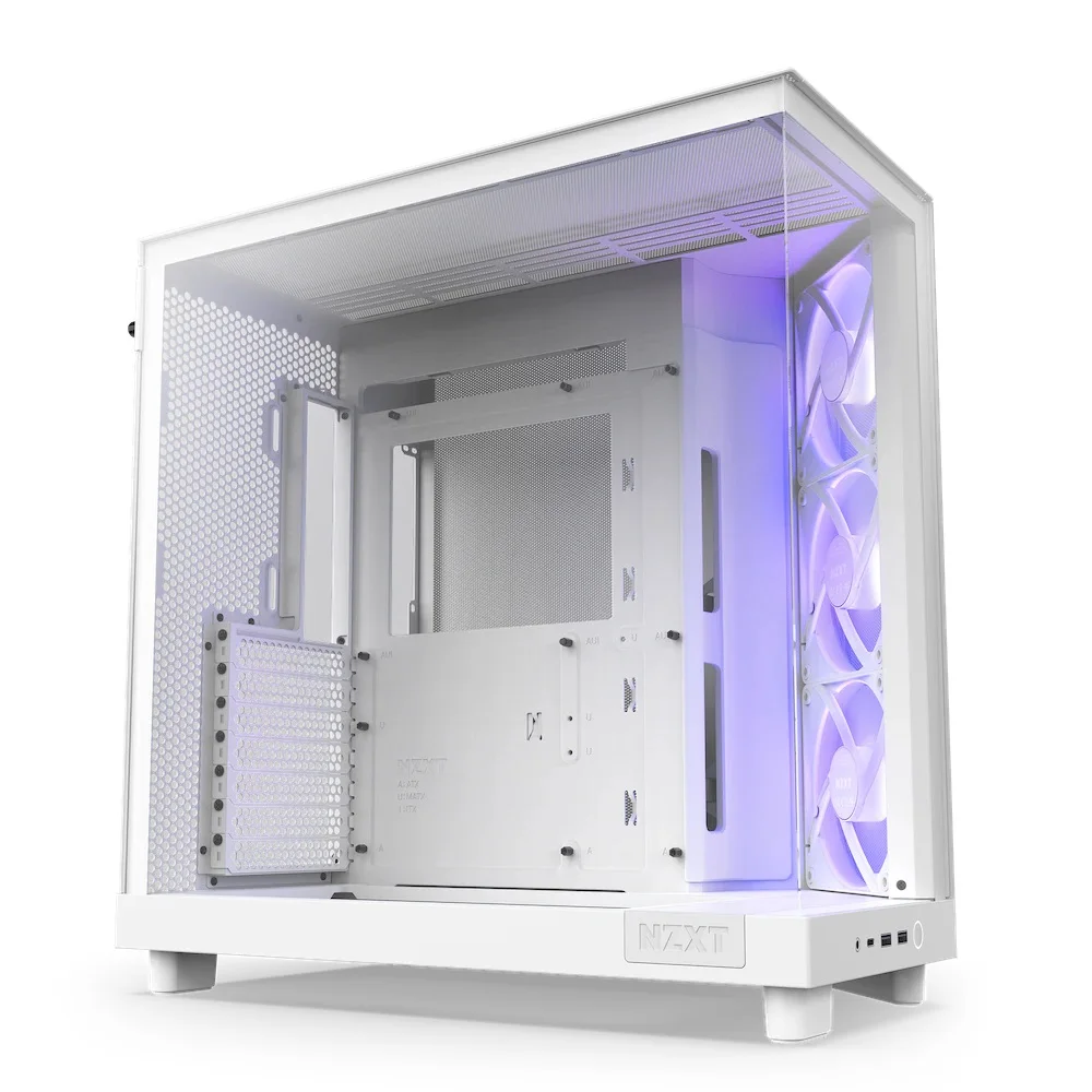 Casing Komputer H6 FLOW RGB PUTIH dengan Kipas RGB Casing Menara Tengah Casing Komputer Gaming PC Gaming