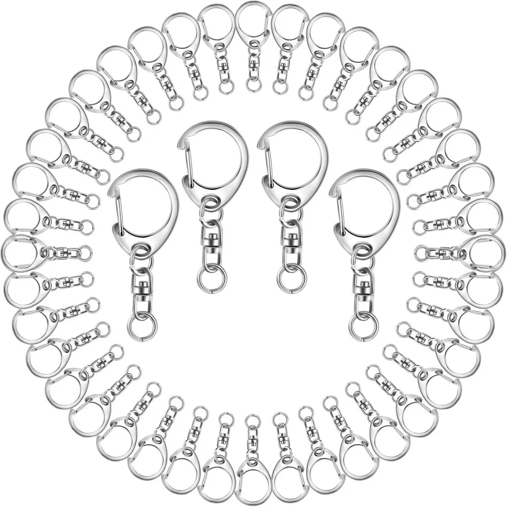 20 Sets Quick-Release Hook C Shape Keychain Accessories 20 Keychains and 20 Small Rings for Hanging Macramé Items DIY Crafts