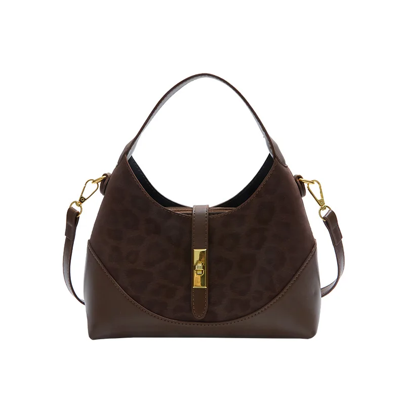 Hot-Selling Autumn Winter Color-Block Splicing Large Capacity Versatile Crossbody Bag Commuter Handbag Bucket Bag