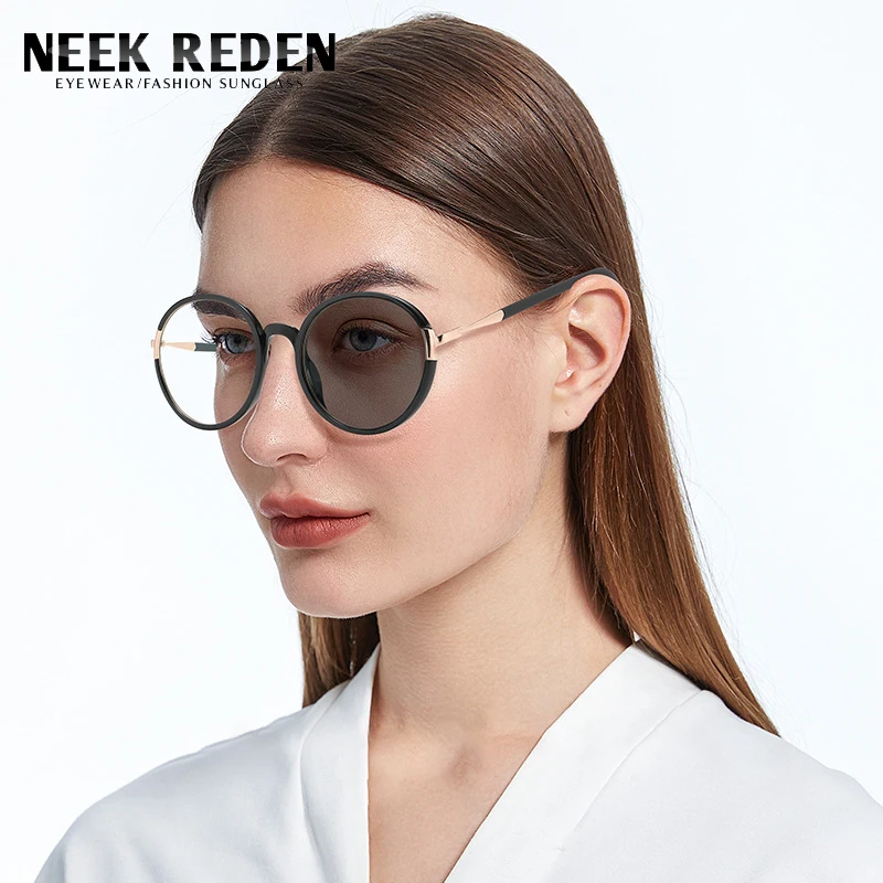 Retro Round Photochromic Myopia Glasses Women Fashion Tr90 Black Computer Eyeglasses With Diopters 0 -0.25 -1.75 -4.5 -5.5 -6.0