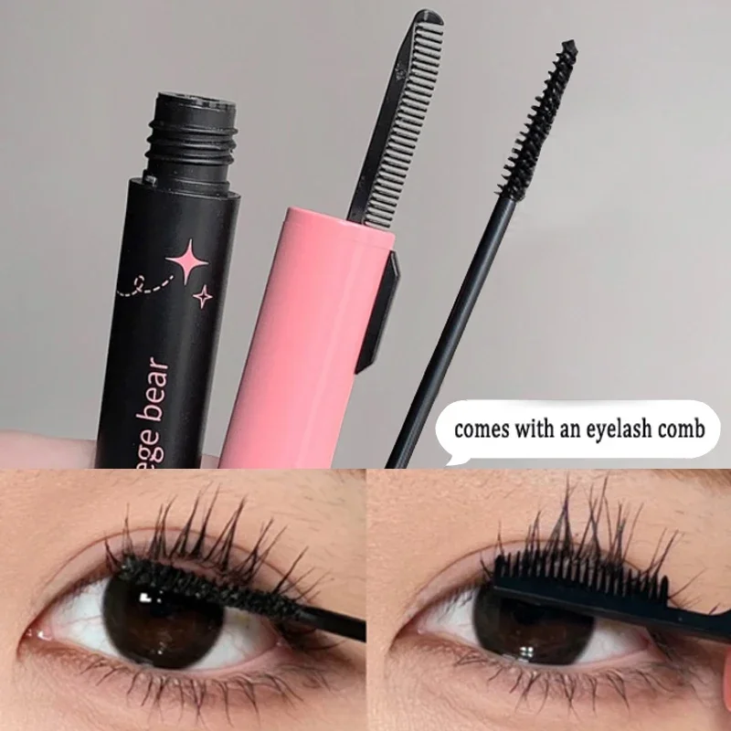 Double-head Mascara with Eyelash Comb Slim Brush Quick Drying Waterproof No-Smudge Natural Curling Enlarges Eyes Korean Cosmetic