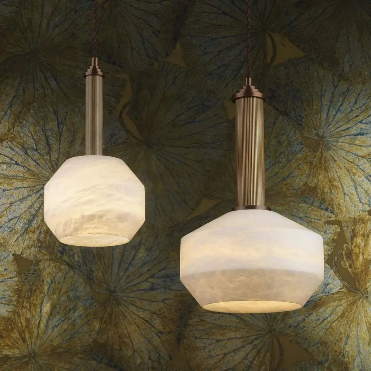 Marble Nordic simple light luxury hotel B & B living room background wall bedroom bedside all copper wall lamp