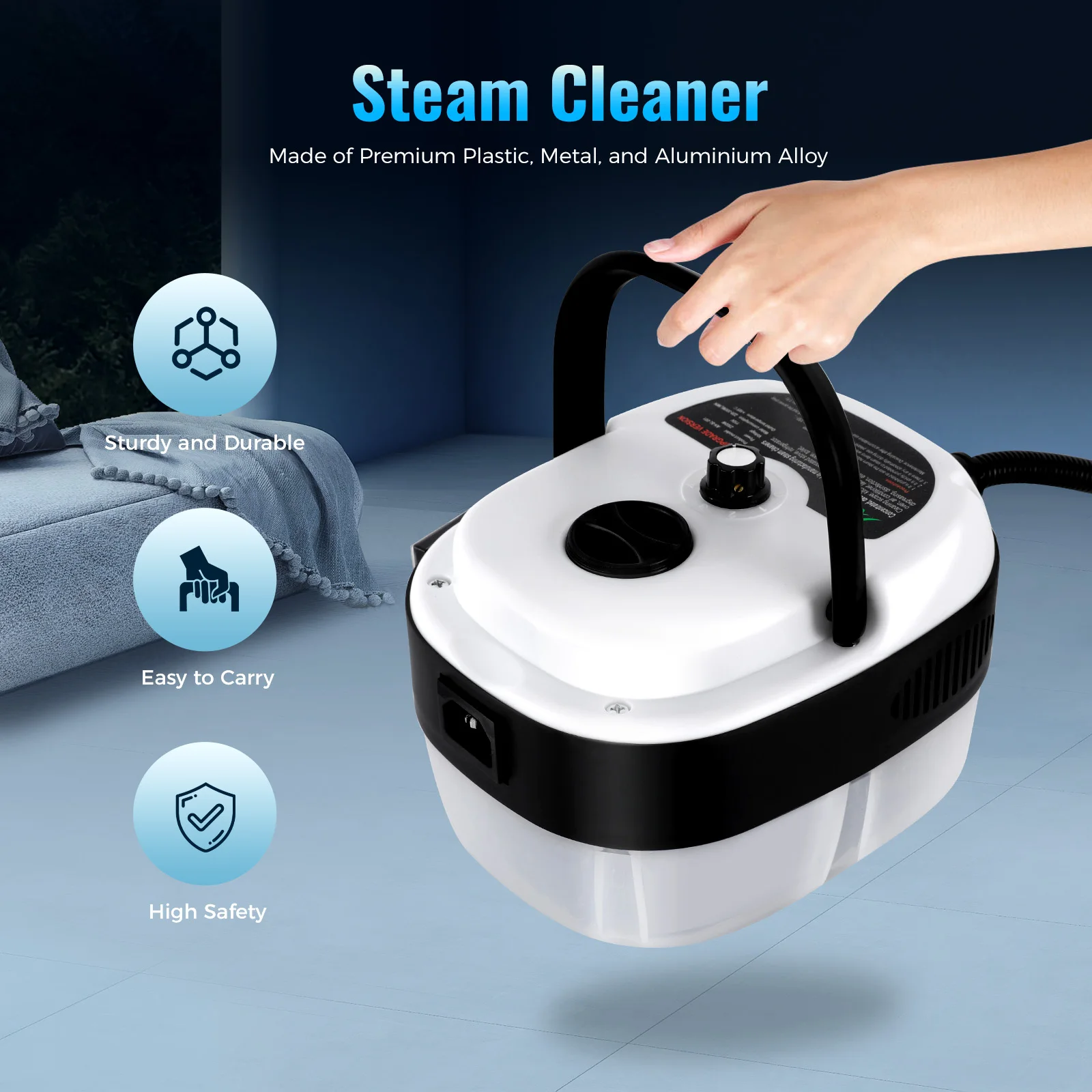 Handheld High-Pressure High-Temperature Steam Cleaner, 6-Gear Adjustment for Stove Pot Kitchen Range Hood Wall Cleaning