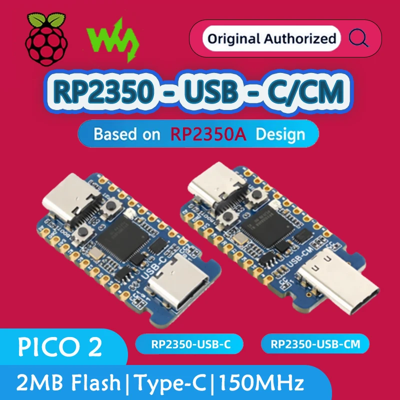 Waveshare RP2350-USB-C /RP2350-USB-CM Based on RP2350A Design, For Raspberry Pi Pico 2 RP2350 Board