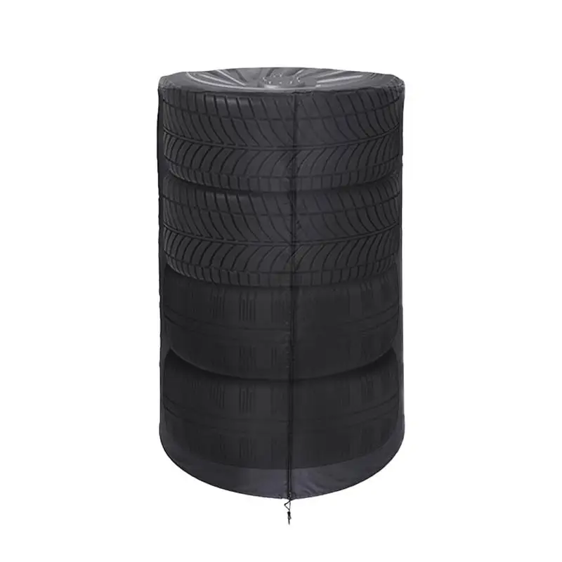 

Tire Stack Cover Oxford Cloth Spare Tire Cover Sun Protection 4 Tires Stacked Vehicle Wheel Cover Waterproof For Most Automotive