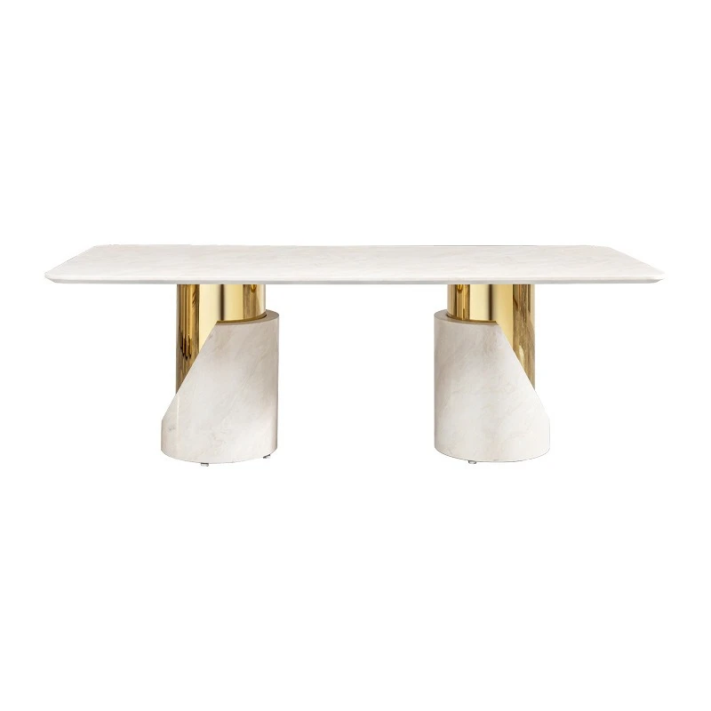 

Light luxury marble dining table high-end dining room furniture gold stainless steel