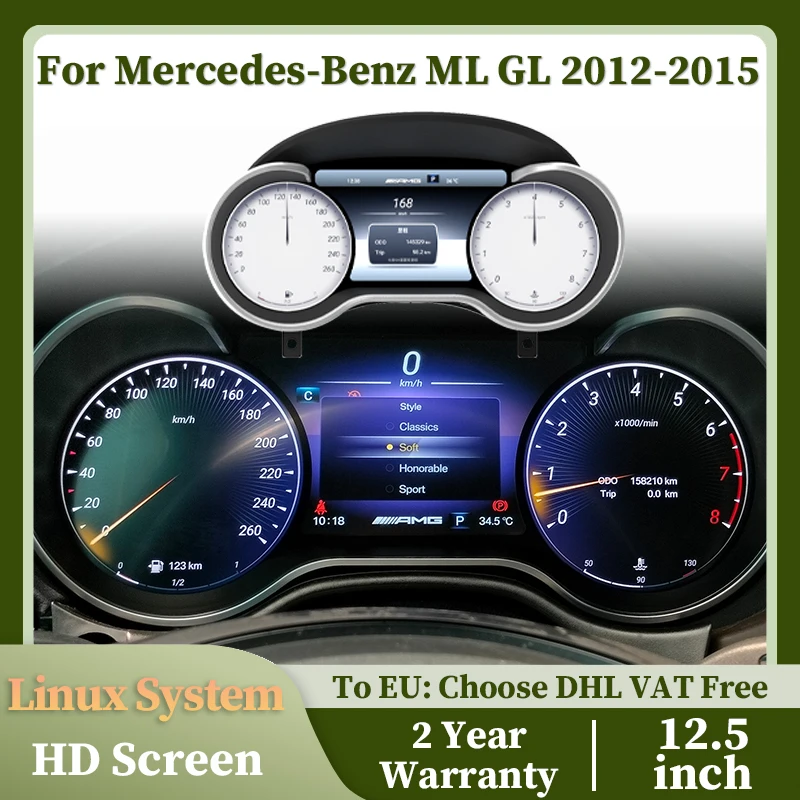 

Linux Car Dashboard Display Speed Meter For Mercedes Benz ML GL Class LCD Digital Cluster Virtual Cockpit Head Unit Accesorries