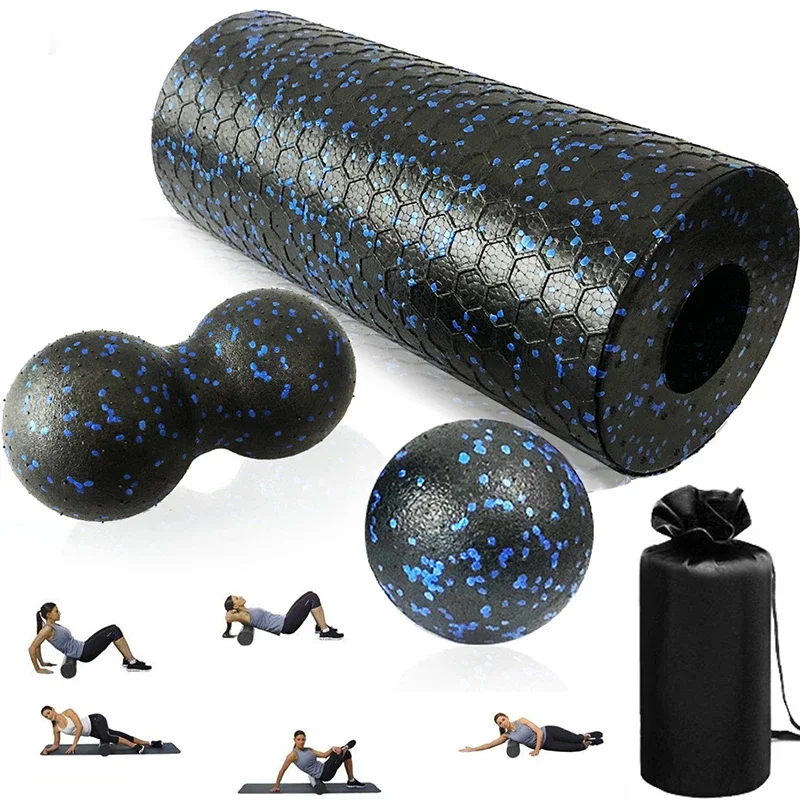 Yoga Roller Massage Ball Set - EPP Foam Roller, Muscle Roller, Peanut Balls, Carry Bag - Deep Muscle Relaxation & Fascia Release