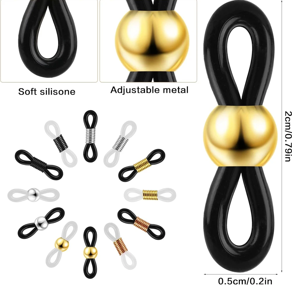 120 pçs conector de corrente de óculos ajustável anti deslizamento pulseira de borracha de silicone titular corrente final loop para óculos de sol feminino