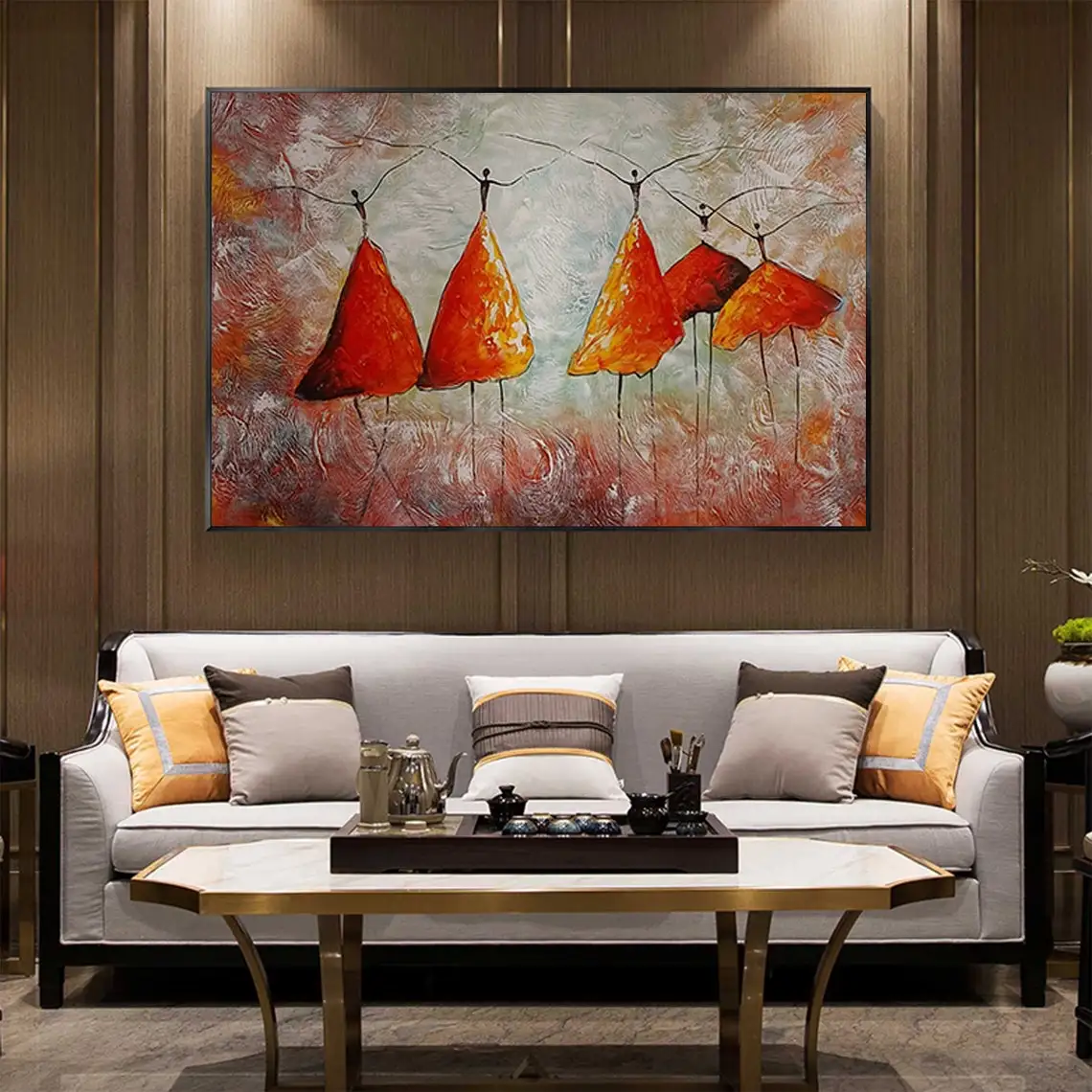 Abstract Red Skirt Dancer Canvas Oil Painting Hand Painted Impasto Acrylic Flower Home Decor Modern Custom Painting Wall Art