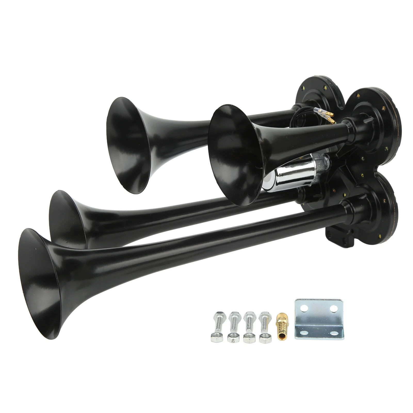4 Trompetten Luchtcompressor Hoorn 150DB 12V Super Luid Fit voor Auto's Vrachtwagens Boten Treinen 4 Trompetten Luchthoorn Boot Luchthoorn