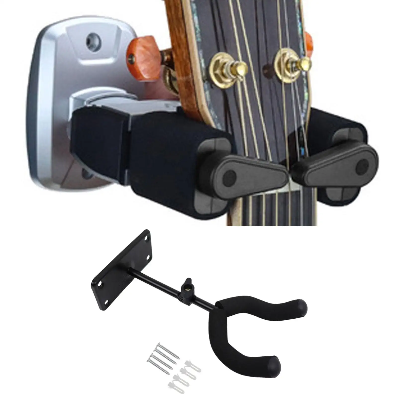 Guitar Wall Mount Iron Black Compact Holder Stand High Performance Instrument Hanger for Electric Guitars Home Display