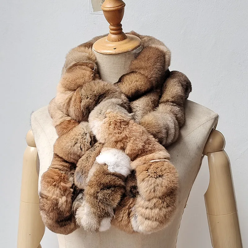 

Женский зимний толстый шарф из натурального меха кролика рекс, роскошные теплые женские шарфы высокого качества из натурального меха, пушистые мягкие теплые шарфы для шеи
