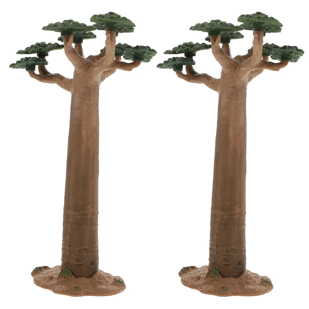 2 Pcs Desert Green Plant Model Micro Ornament Tree Accessories Realistic Pvc Scenery DIY Accessory Desktop Adornment Faux