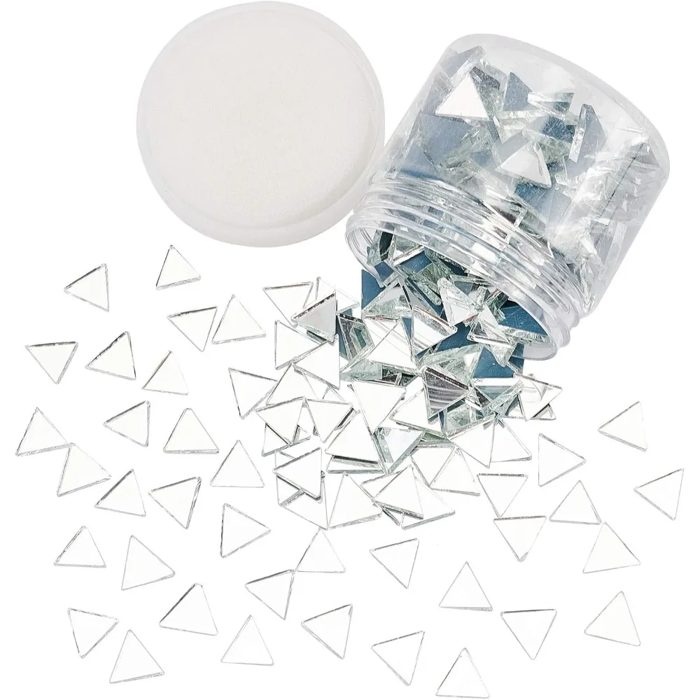 260g 0.5 inch Triangle Glass Mirror Tiles Mini Glass Decorative Mosaic Tiles for Home Decoration Crafts Jewelry Making Clear