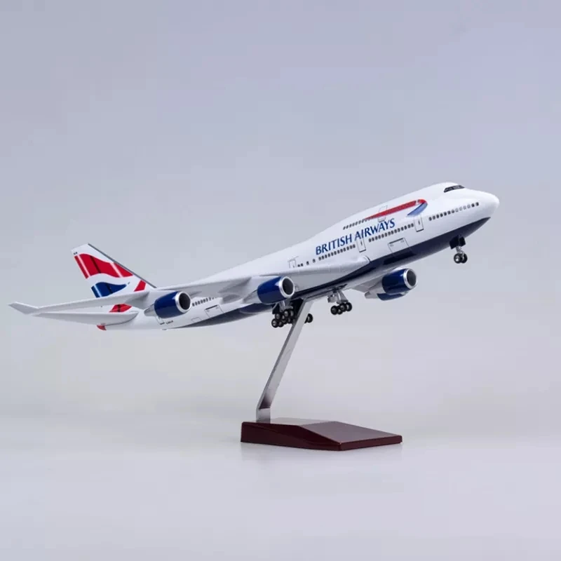 Imagem -04 - Modelo de Avião com Luzes Avião com Trem de Pouso Avião Britânico Boeing B747 Escala 47cm 747 1:150