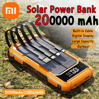 Xiaomi Solar Power Bank 200000mAh Large Capacity 4 in 1 Built-in Cable Outdoor Digital Display Portable Mobile Phone Power Bank