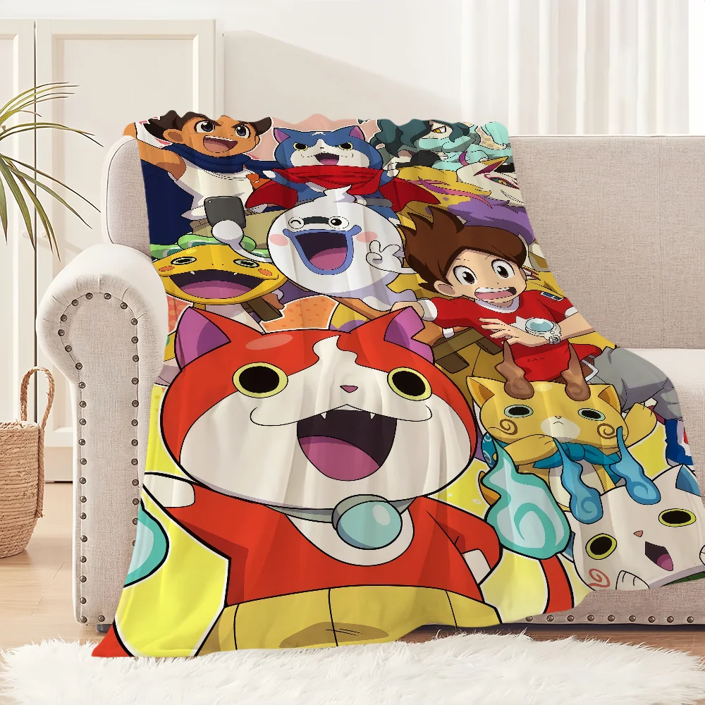 cute cartoon game y-Yo kai w-Watch k-Komasan Flannel warm soft plush blanket for sofa living room office bedroom travel gift