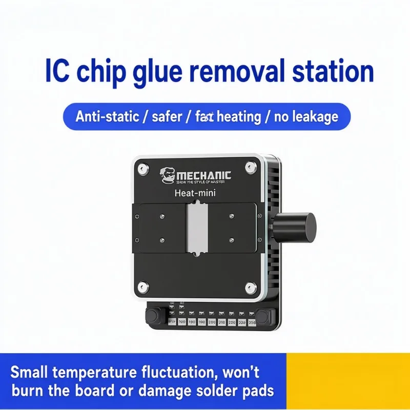 Mini IC Chip Degumming Heating Station Telescopic Clamping Desoldering Unit One-touch Warm-up Platform for CPU PCB Tin Removal