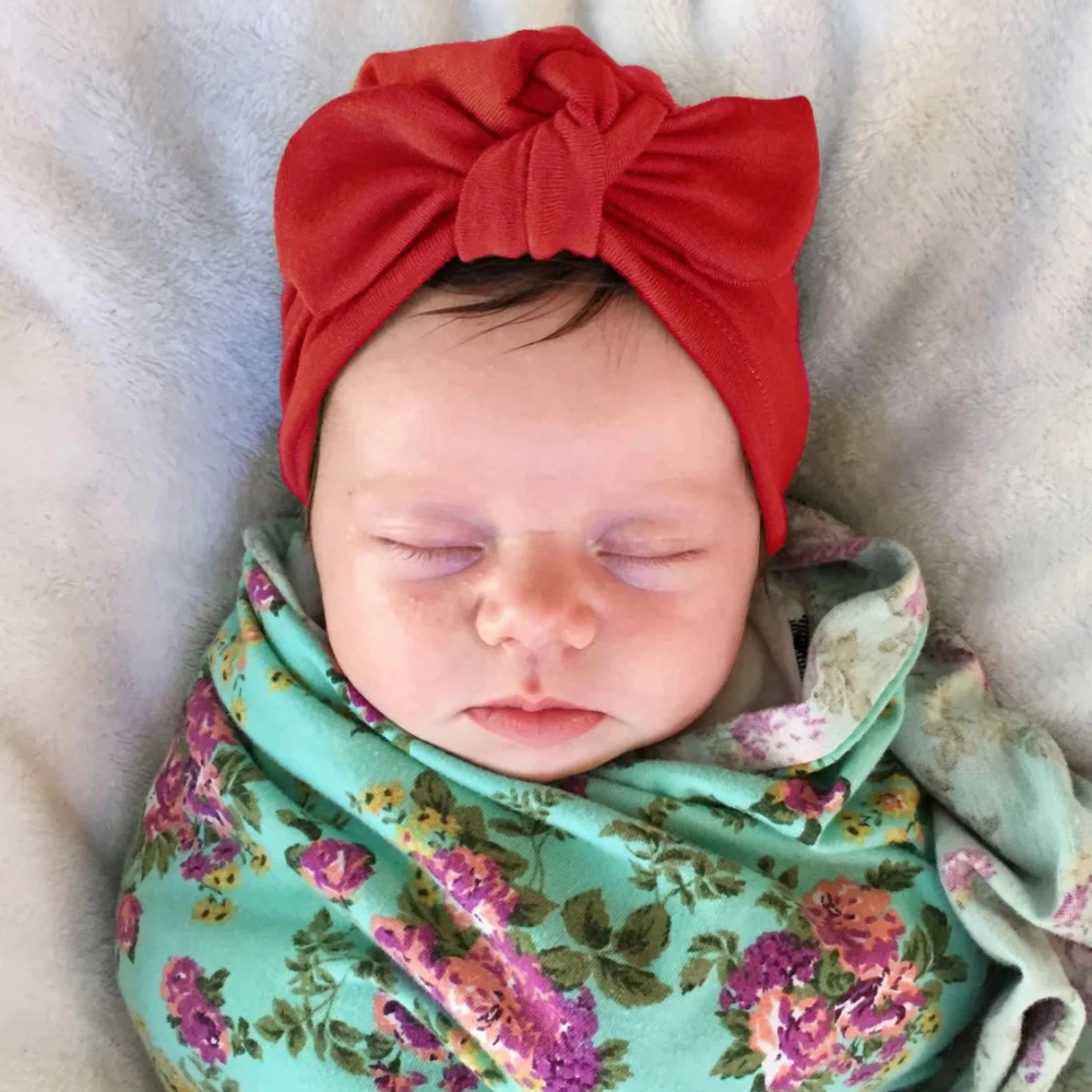 

1PCS Baby Girl Turban Hat Knotted Rabbit Ear Headband Head Wrap Soft Elastic Cap for Newborn Toddler Kids Boy Children
