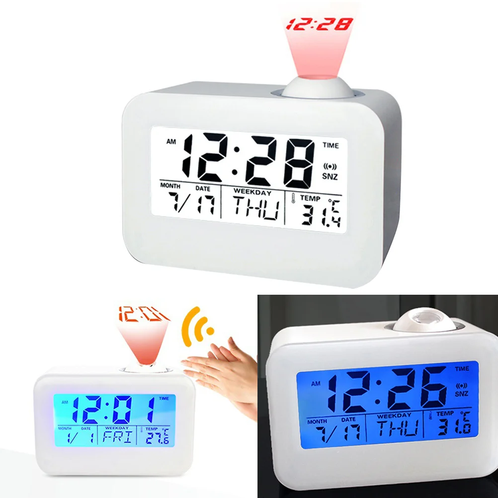 

Sound Control Backlight LED Clock Digital Alarm Projection Night Light Voice Report Calendar Thermometer Vibration Sensor Snooze