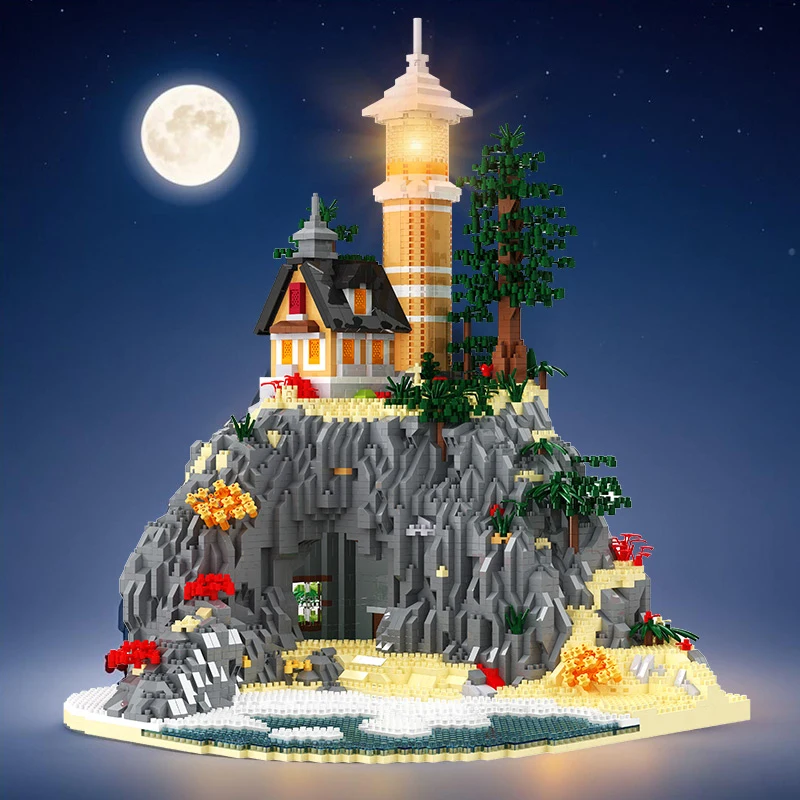 

NEW MOC Micro Building Block Lighthouse Kids Toy with LED Light Bricks Blocks Assembly Toys Gifts for Children's Birthday